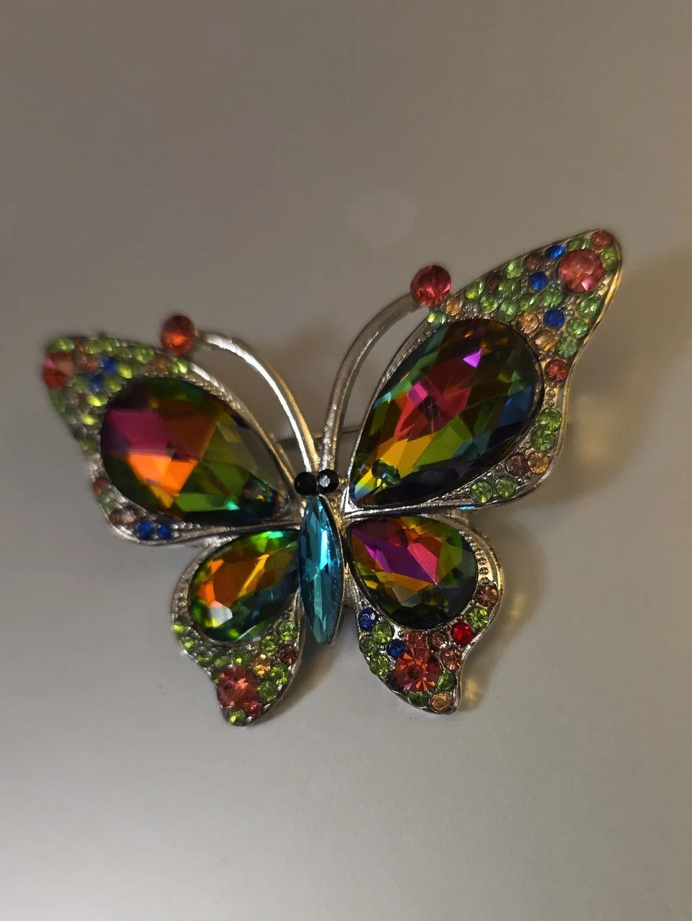 Iridescent Multicolor Rhinestone Butterfly Fashion Jewelry Brooch